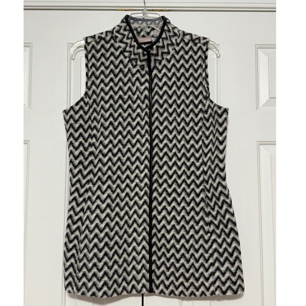 Chico's Longline Chevron Wool Blend Vest, Size 2